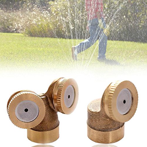 KICODE TOPmountain 2 Pack Misting Nozzles Adjustable Garden Sprinkler Garden Hose Nozzle Copper Nozzle 1/2" Internal Thread 1/4" External Thread Brass - Thumbnail 3