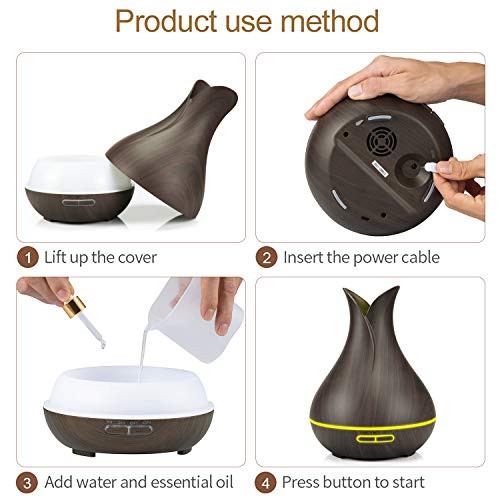 Essential Oil Diffuser,GANSS 400ML Diffuser Aromatherapy Air Humidifier Colorful Lights with Adjustable Mode,Remote… - Image 4