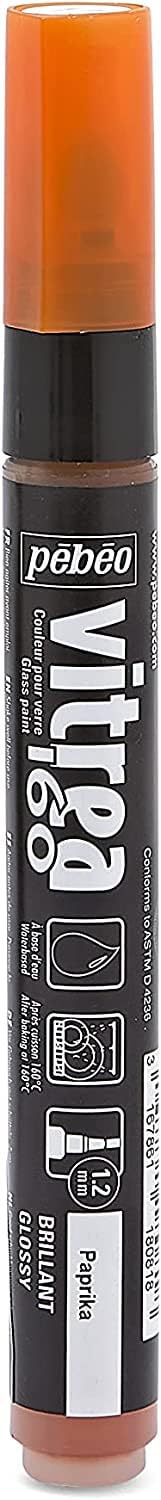 Pebeo Vitrea 160-Glass Paint Glossy Marker, Paprika