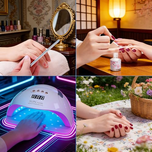 CARYWON - Lámpara de Uñas, 200W 45 UV LED Lámpara de Uñas para Esmalte de Gel, Secador de Uñas con 4 Ajustes de Temporizador y Pantalla LCD, Lámpara de gel de Curado Portátil más Rápido