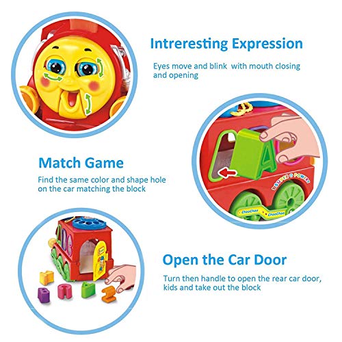 Woby Musical Smart Train Kids Educational Learning Toy Car Electric Bump and Go Train with Shape Sorter