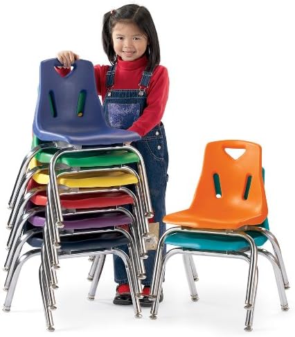 CutieBeauty jc Jonti Craft Kids Classroom Furniture Berries Plastic Chairs with Chrome-Plated Legs - 10" Ht - Set of 6 - Red