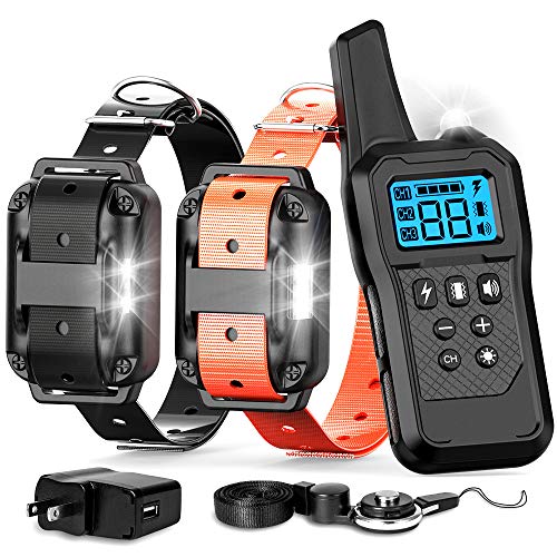 F-color Dog Training Collar, 2019 Upgraded Shock Collar for Dogs with Remote 2600 Feet, Removable Shock Contacts for Small Medium Large Dogs, 4 Training Modes Waterproof Dog Shock Collar for 2 Dogs