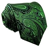 Shlax & Wing Long Size Mens Necktie Paisley Dark Green Silk Tie Wedding New Design