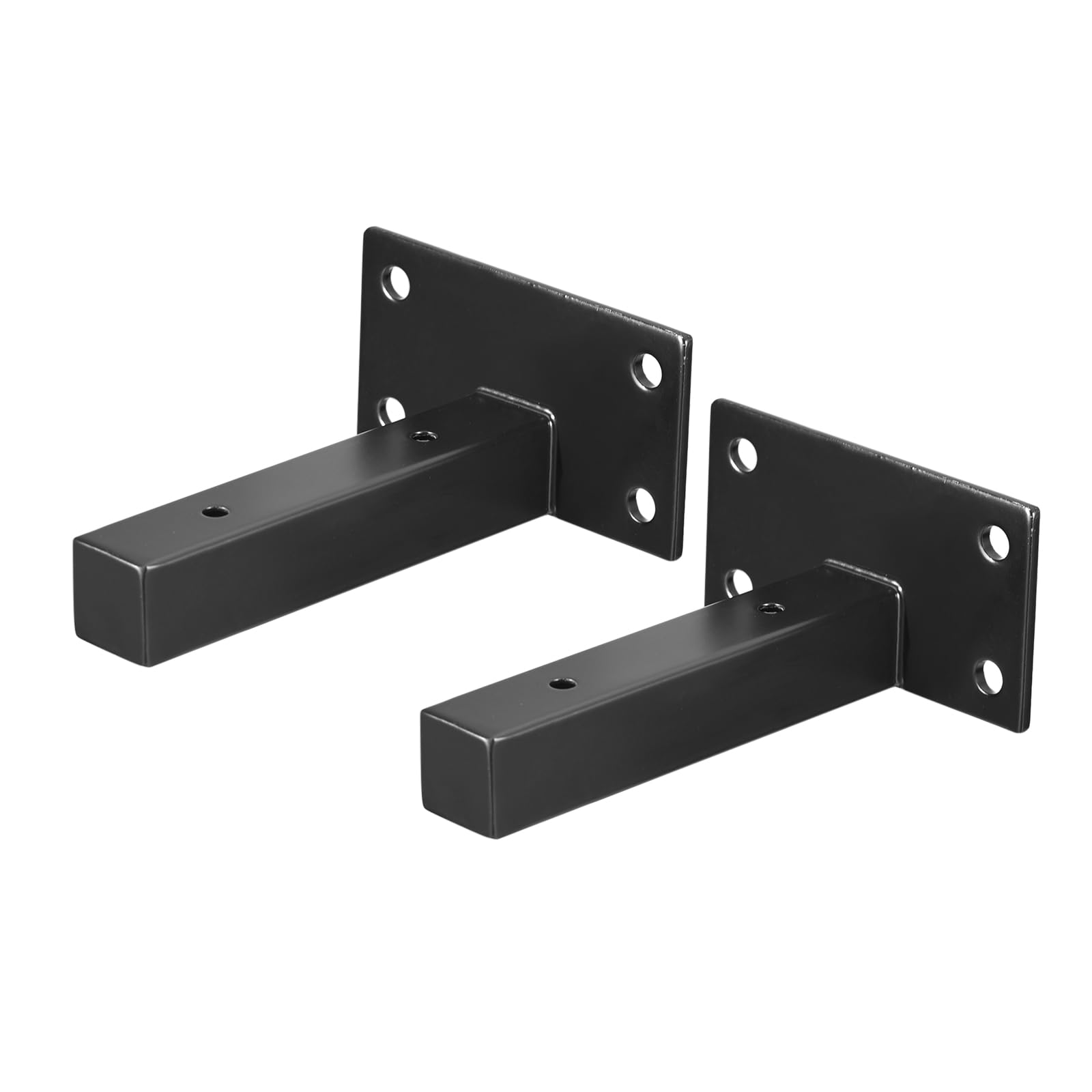 uxcell Floating Shelf Brackets, 2pcs 4"(100mm) Industrial Metal Brackets for Shelves Wall Mounted Shelf Supports, Black