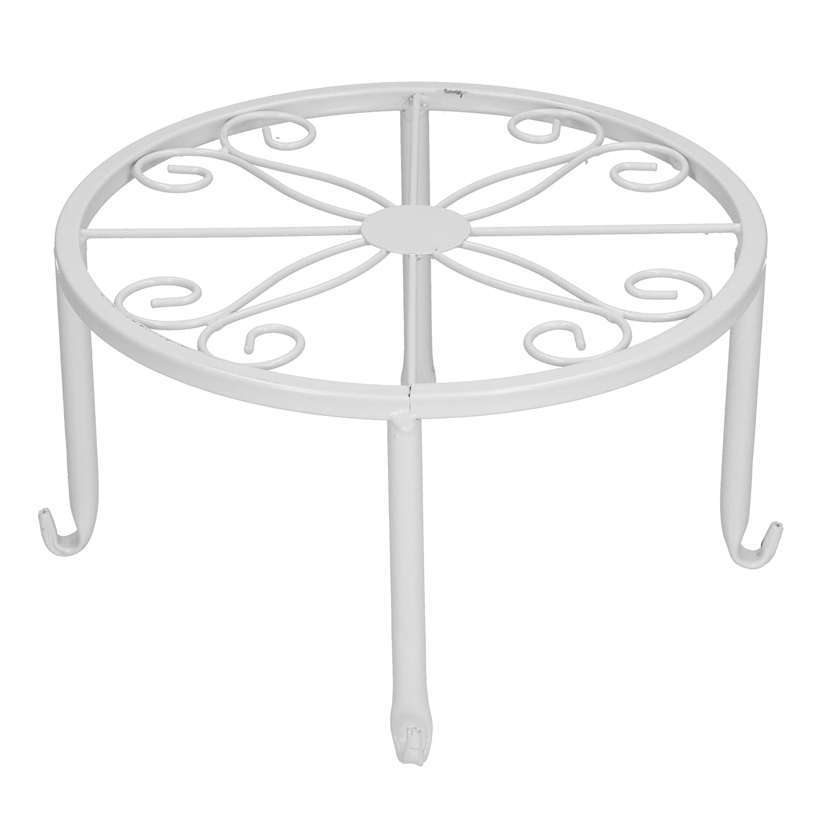 Metal Plant Stand, 8.9x8.9x4.7in Single Layer Flower Pot Rack Shelf Plant Stand for Garden Floor‑Standing Flower Shelf for Balcony Living Room (White)