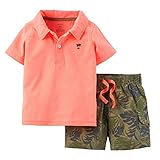 Carter's Baby Boys Neon Polo & Tropical Shorts Set orange/green