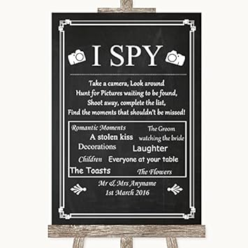 Amazon Com Chalk Style I Spy Disposable Camera Personalized Wedding Sign Office Products