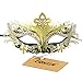 Coxeer Laser Cut Metal Lady Masquerade Halloween Mardi Gras Party Mask (Gold & Black)