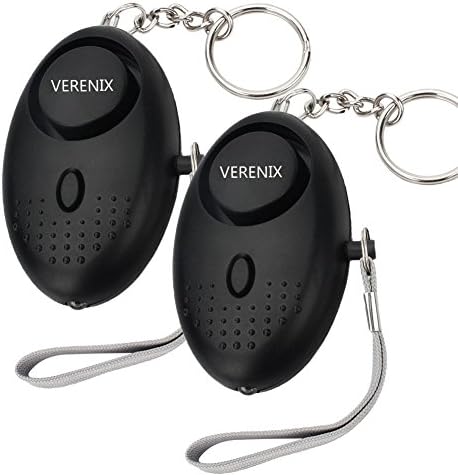 Personal Alarm Keychain 130dB with LED Light，Self-Defense Electronic Device Security for Women Kids Girls Elderly Safety (Batteries Included) (2 Pack - Black)
