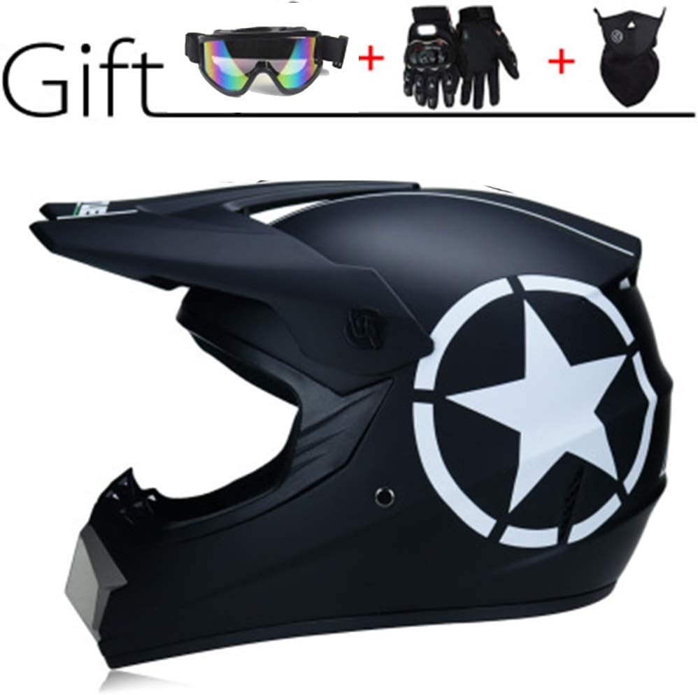 KuaiKeSport Adults Motorcycle Helmet,ECE Certified Cross Motorbike Helmet for Men Women with Mask+Goggles+Gloves,Motocross Helmet for Full Face Off Road Downhill Dirt Bike Helmet