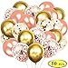 ToyerBee Rose Gold Balloons&Confetti Balloons 50pcs s Latex Party Gold& Real Rosegold Balloon Set for Baby Shower Bridal Shower Birthday Decorations Wedding As Party Supplies12 Inch