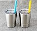 Colorful PoPo Small Cute Kids Cups 2 Pack, Stainless Steel Kid Tumbler with Lid and Straw, Double Wall Vacuum Insulated Toddler Sippy Cups, Children Smoothie Drinking Cup - Silver