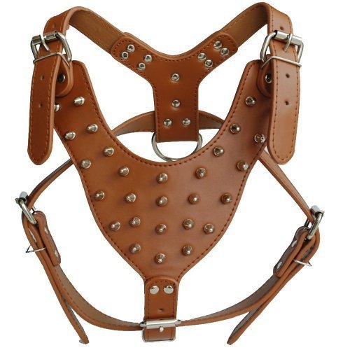 Black Spiked Leather Dog Harness Large 26"34" Chest, 28 Spikes Pit