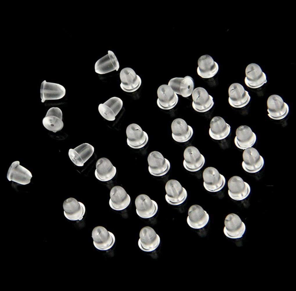 Clear Color Plastic Rubber Bullet Clutch Earring Safety Back Stopper