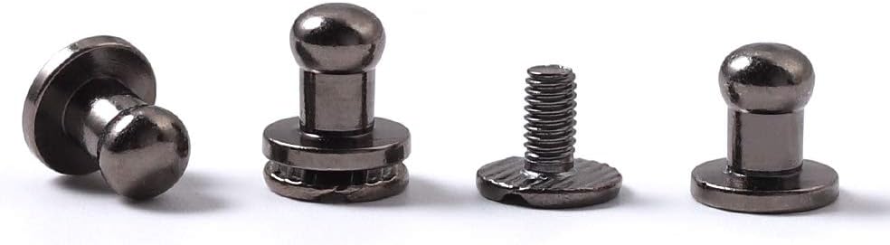 WUTA Solid Brass Round Head Screw Studs Brass Button Nail Rivet Chicago Leathercraft Accessories 20pcs/Pack,8mmX5mm Gun Metal