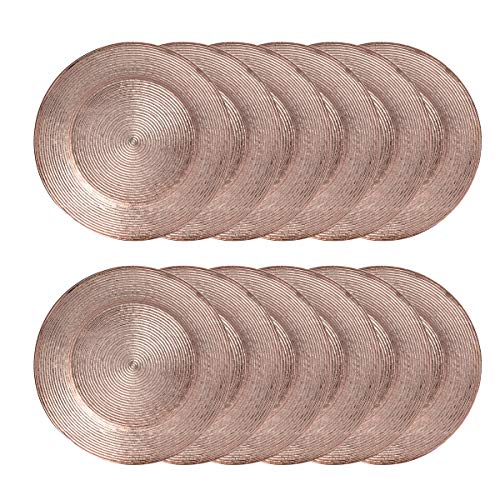Buy Lincoln International (12 Pack) 13" Round Textured Rose Gold Charger Plates Chargers For