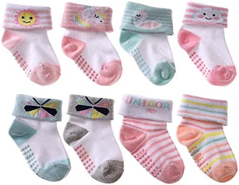 AOXION 8 Pairs Baby's Boys Girls Toddler Cute Thick Cotton Warm Non Skid Winter Socks
