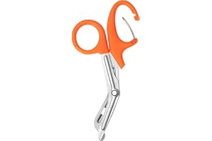 MOVOCA Trauma Shears with Carabiner - 7.5" Medical Scissors with Non-Stick Blades, Premium Quality Stainless Steel Bandage Scissors for Doctors, Nurses, Nursing Students, EMT, EMS (Orange-1 Pack)