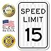 Speed Limit 15 MPH Sign, 12x18 Inches, 3M EGP Reflective .063 Aluminum, Fade Resistant, Made in USA