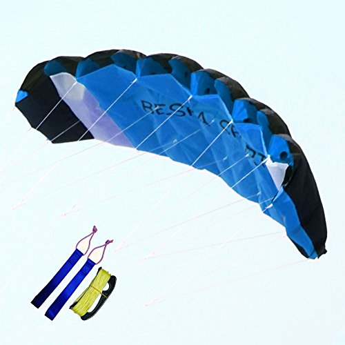 Besra New Arrival Huge 74inch Dual Line Parachute Stunt Kite with Flying Tools 1.9m Power Parafoil Kitesurfing Training kites Outdoor Fun Sports for Beach (74inch Blue)