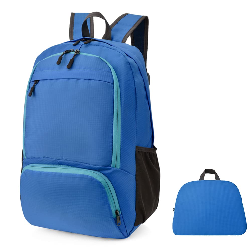 HYCOPROT 35L Packable Backpack Ultra Lightweight Foldable Rucksack Water Resistent Breathable Bag for Men Women Outdoor Camping Walking Hiking Climbing Travel Daypack (Blue-1)