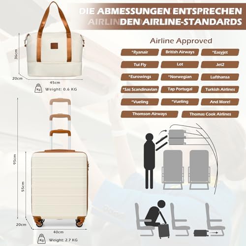 Handgepäck Koffer 55x40x20cm für Easyjet, 45x36x20cm Reisetasche