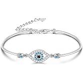 Evil Eye Bracelets Greek Blue Evil Eye Bracelet for Women Bangle 925 Sterling Silver Jewelry Protection Amulet Charm Turkish
