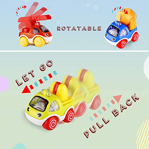 ShinePick Pull Back Cars, Toy Cars for Toddlers, Push and Go Vehicles Toys Friction Powered Car Toys Christmas Birthday Gift for Kids, Boys and Girls (6 Pcs)