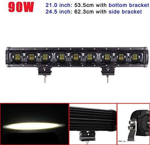 AUXMOTEC 21" 24.5inch 90W Led Light Bar 9000Lm Working Driving Lightbar Barra Led with Bottom Bracket and Side Bracket for Offroad Vehicle Pickup Jeep Wrangler 4x4 4WD Truck ATV UTV 12V 24V