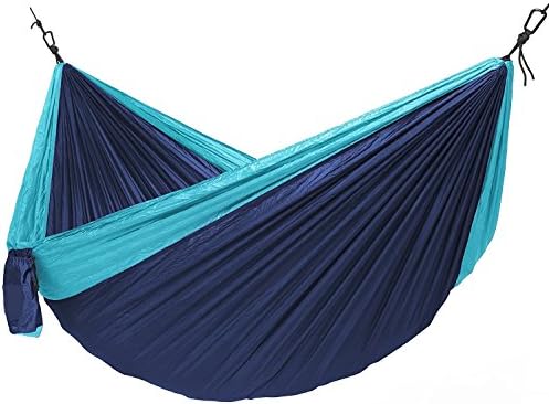 Buckeye Outdoor Gear - XL Camping Hammock with Straps and Carabiners, 9'10"x 6'5" and a 500 pound capacity! (Blue)