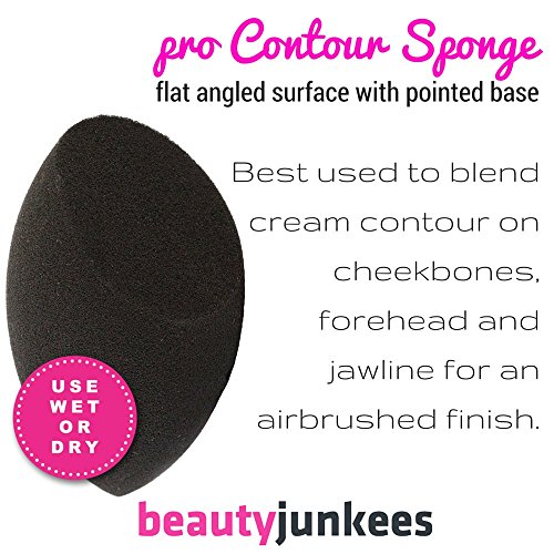 Pro Contour Makeup Sponge Blender: Black Foundation Sponge 1 pc - Latex Free Makeup Sponges for Stippling Foundation, Highlighting, Contouring with Liquid, Creams, Powder Cosmetics