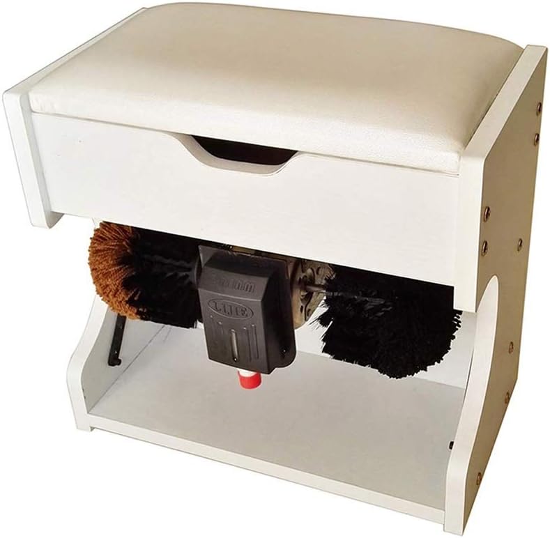 ZLSANVD Electric Shoe Polishing Machine with Leather Cushion and Large Storage Box, Digital Pulse-Type Infrared Sensor, Automatically Open,with Leather Seat Cushion