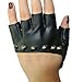 New Lady Gaga Sexy Diva Art Black Rivet Fingerless PU Leather Five Fingers Dress Driving Gloves