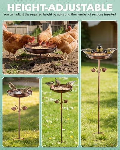 Prism Petal Metal Bird Bath for Outdoor, Durable 5 Clamp Base Feeder Bowl Bird Baths for Outdoor Garden