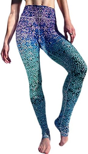 Color Gradient Fish Scale Printed Yoga Pants Female Hip Tights (Pants,M)