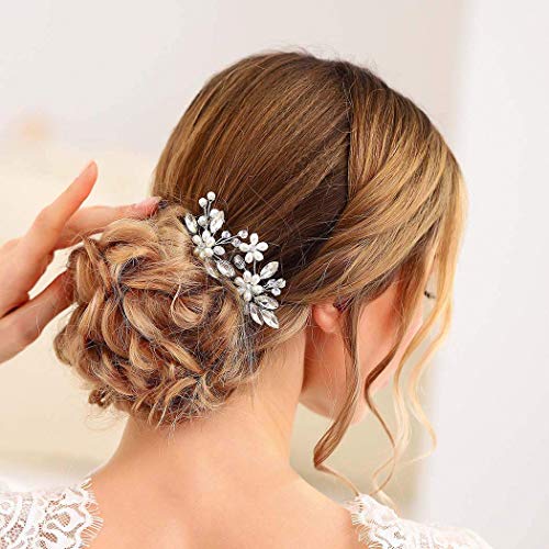 image for Jakawin Bride Wedding Pearl Hair Pins Bridal Hair Accessories Silver H