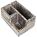 MyGift Rustic Torched Wood Desktop Office Stationery Organizer Tray with 3 Compartment, Multipuprose Caddy Remote Control and Media Storage Holder