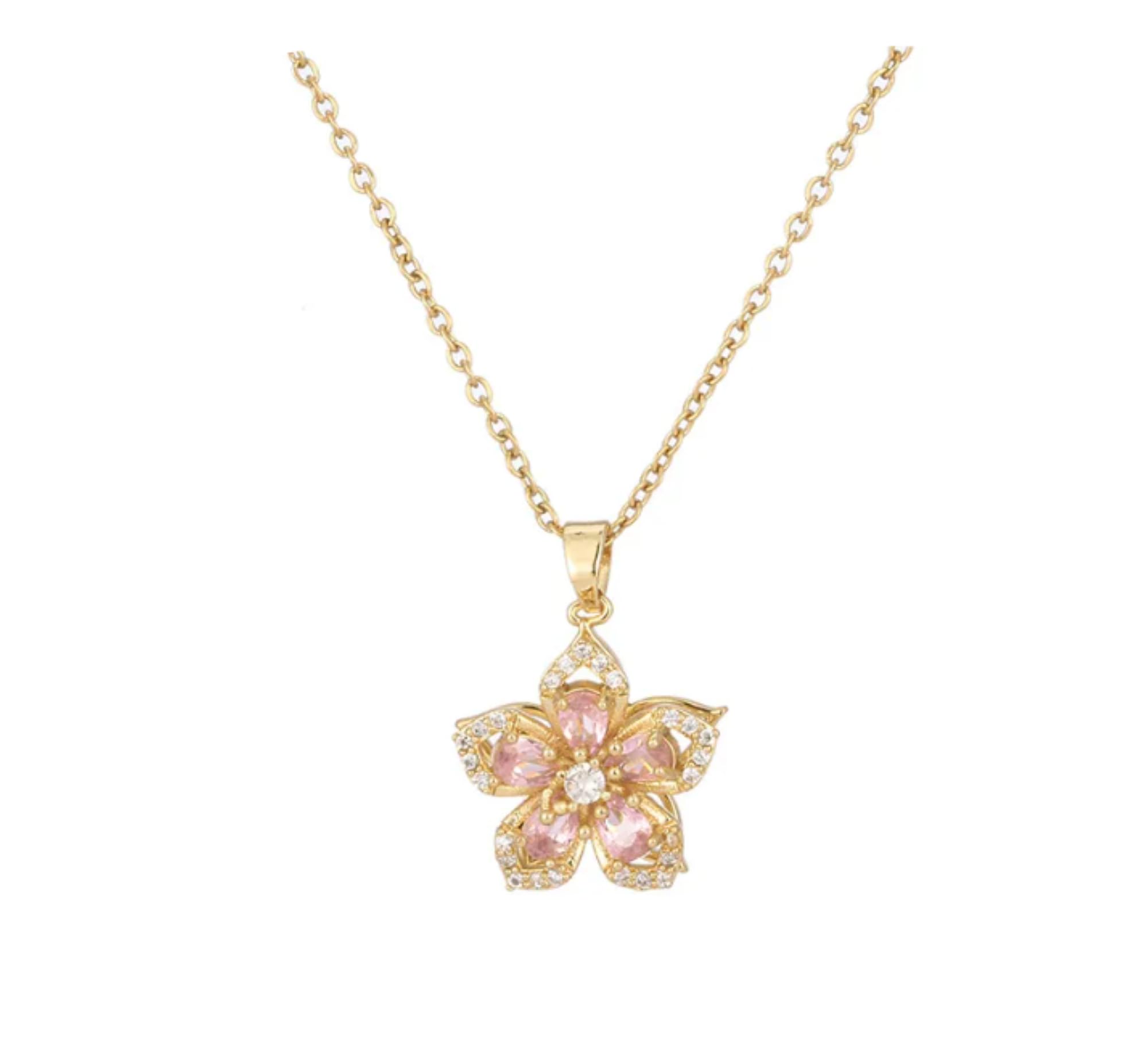 CrownOfRibbons Spinning Pink Flower Necklace for Anxiety, Autism and Stress Relief, for Women in a Jewellery Bag
