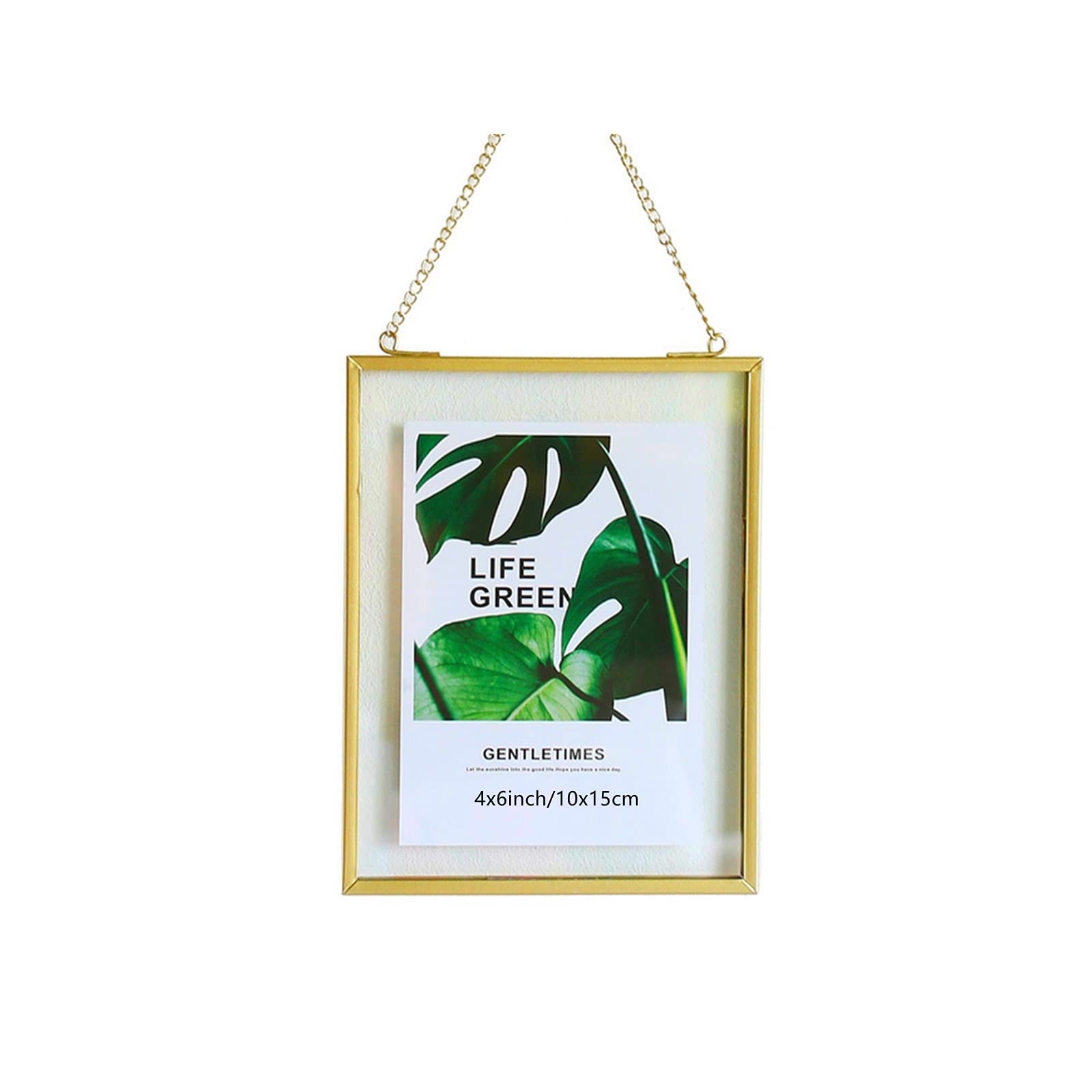 Gold Hanging Glass Photo Frame,Double Glass Floating Frame,Metal Picture Frames with Locket Closure,Vertical Frame 4x6 or 5x7 Photo Display for Photos,Art,Ornament Plant Specimen Clip