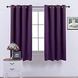 Blackout Drape Window Curtain Short - (Deep Purple Color) Home Fashion Thermal Insulated Room Darkening Drapery for Bedroom by NICETOWN, 52W x 63L, Sold Individually