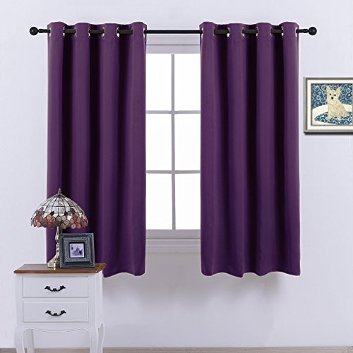 Nicetown Blackout Curtains Window Panel Drapes - (Deep Purple Color) Home Deco Romantic Drapery for Bedroom ,52W x 63L ,One Panel