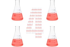 ERTES Scientific 4pcs of Narrow-Mouth Glass Erlenmeyer Flask with Printed Graduation, Vol.500ml 17oz, Borosilicate 3.3 Glassware, Erlenmeyer Flasks Set for Physics, Chemistry, Biology and Science
