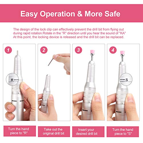 Portable 30000RPM Electric Nail Drill, Lightimetunnel Light Electrical Professional Nail File Kit for Acrylic Gel Nails Manicure Pedicure Polishing Shape Tools for Home Salon Use