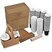 VANAKI 85 Sets - 12 Oz Disposable Paper Coffee Cups with Lids + Wooden Stirrers + 5 [BONUS] Carriers - Triple Layer Insulated Togo Hot Cups - Leak Proof Reusable Paper Cup and Lid - Fully Recyclable