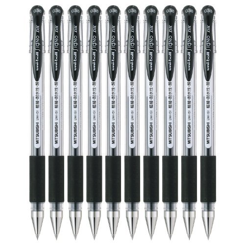Uni-ball Signo Dx Um-151 Gel Ink Pen - 0.38 Mm - 10 Pcs - Black - by Uni Mitsubishi Pencil Company