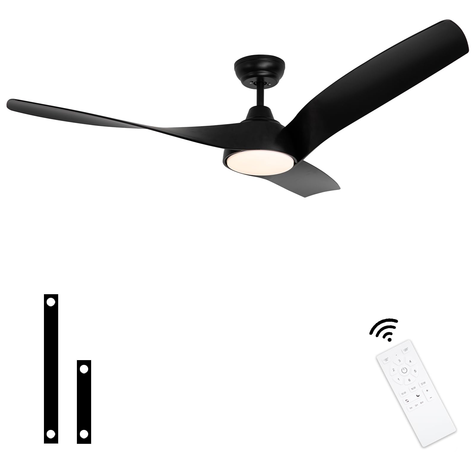 Photo 1 of SODSEA 56 Inch Ceiling Fan with Lights, Outdoor Ceiling Fan with Remote Control 3 Reversible Blades,Dimmable,2 Rods, for Bedroom Living Room Patio
