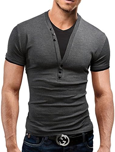 GHSYslow Men's Bape Short Sleeve Fitness Casual Tops Button Design Mens Clothing