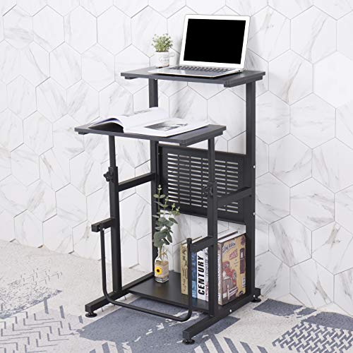 SDADI Adjustable Height Standing Desk Student Desk with Swinging Footrest Optional for Standing 