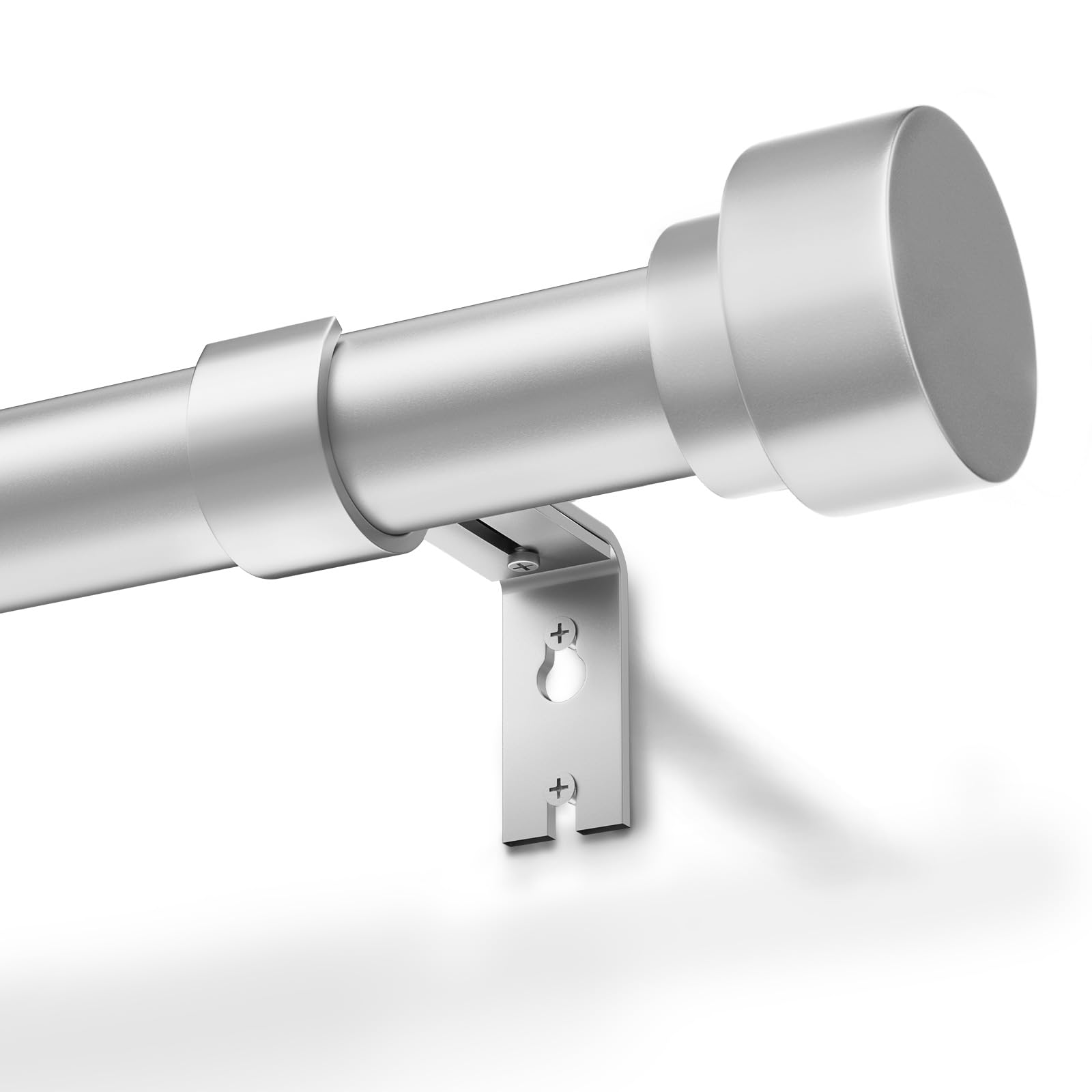 Silver Curtain Pole Metal Extendable Curtain Rods Door Curtain Poles for Eyelet Curtains, Silver 76 to 305cm